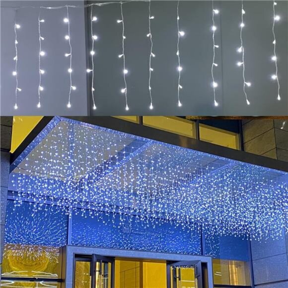 Icicle Dripping Lights, 13FT 144 LEDs 8 Modes Christmas Connectable Twinkle - Picture 1 of 7